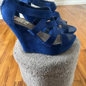 Blue Wedge Sandals
